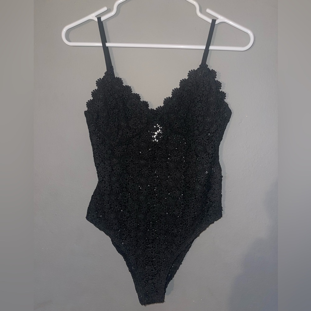 H&M Black Crochet Bodysuit